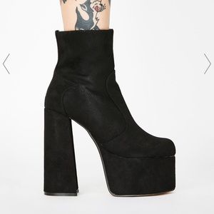 Dolls Kill platform vegan suede booties